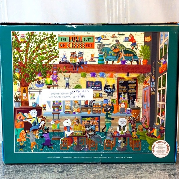 🐈 CEACO ‘Cat Cafe’ 1000+EZ-2-Hold Larger Size Pieces Jigsaw Puzzle with Poster - Picture 9 of 9